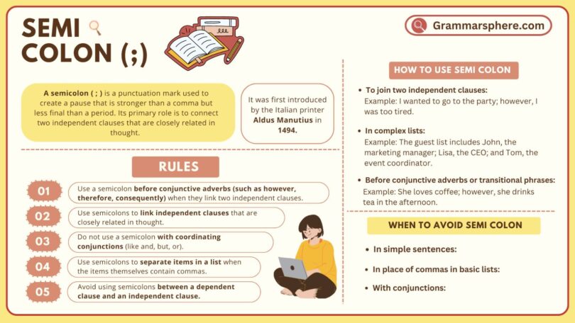 When to Use Semicolon in English with Examples