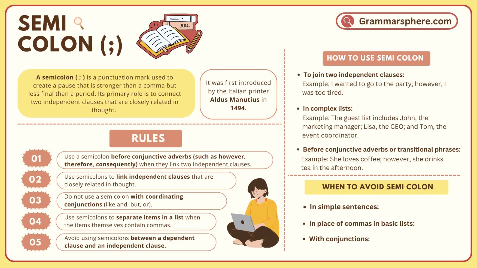 When to Use Semicolon in English with Examples