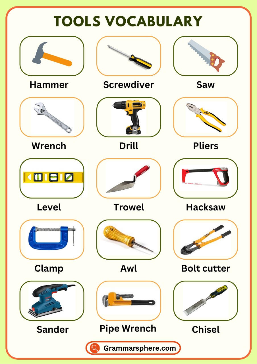 Comprehensive List of Tools Vocabulary in English