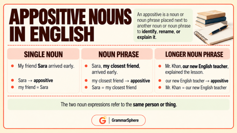 Appositive nouns in English with rules and examples