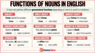 Functions of Nouns in English: Rules and Examples