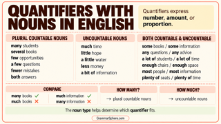 Quantifiers with Nouns in English: Rules and Examples