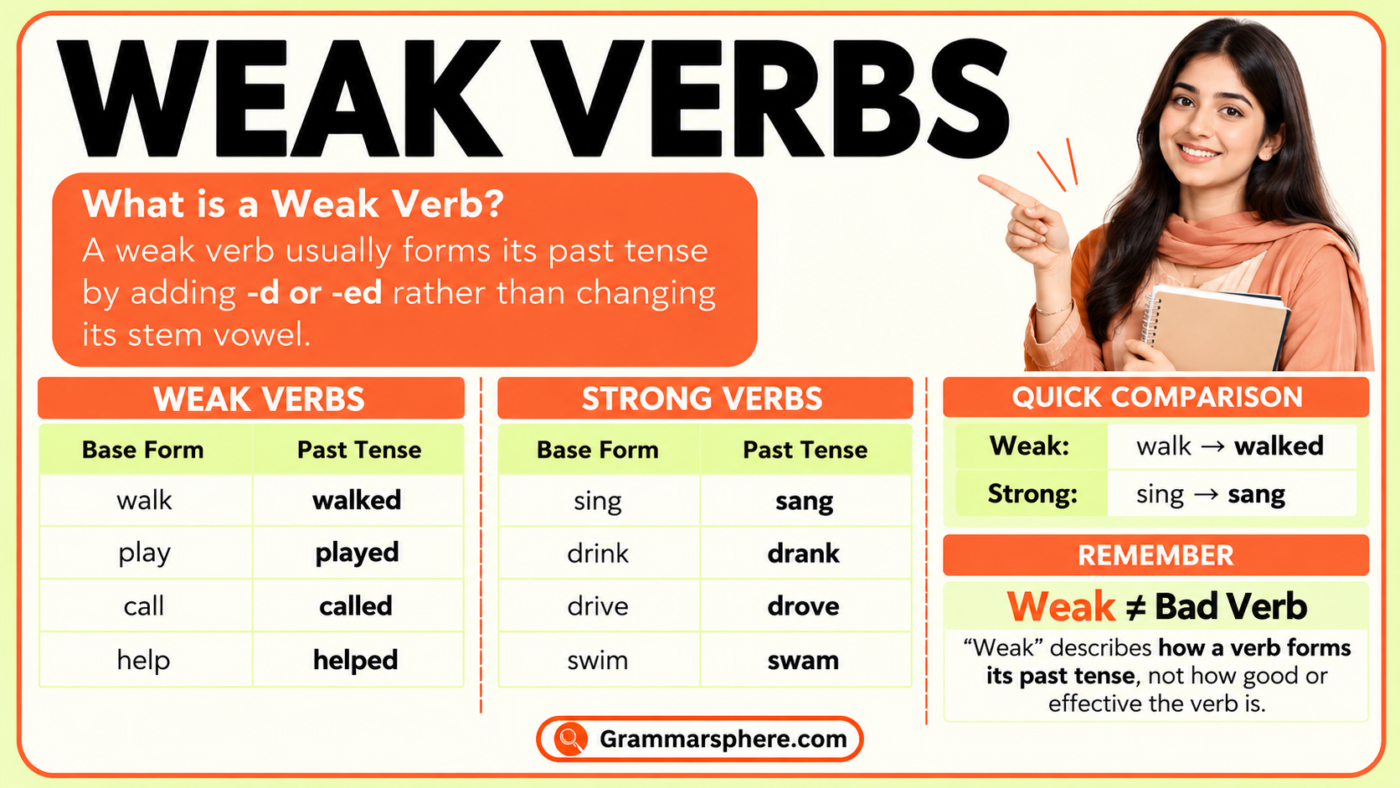 Weak Verbs: Definition, Rules, Examples & How to Identify Them
